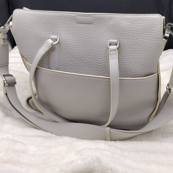 Calvin Klein Fay Convertible East/West Tote Bag in Dove Grey Vegan Leather - Picture 3 of 8